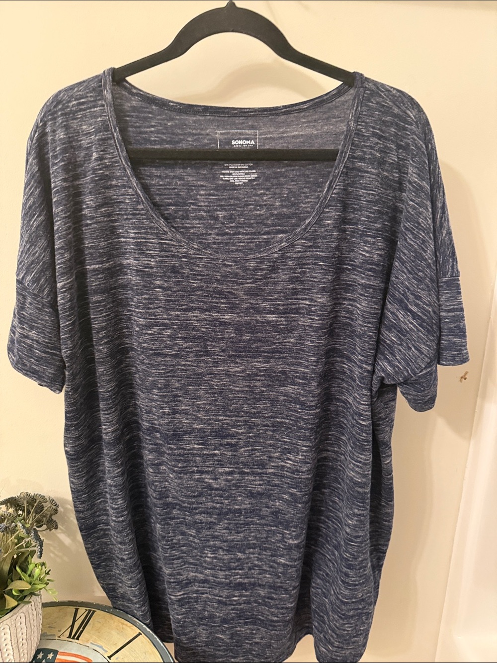 Sonoma Heathered Blue Scoop Neck Tee Size 2X Nice dark Blue color